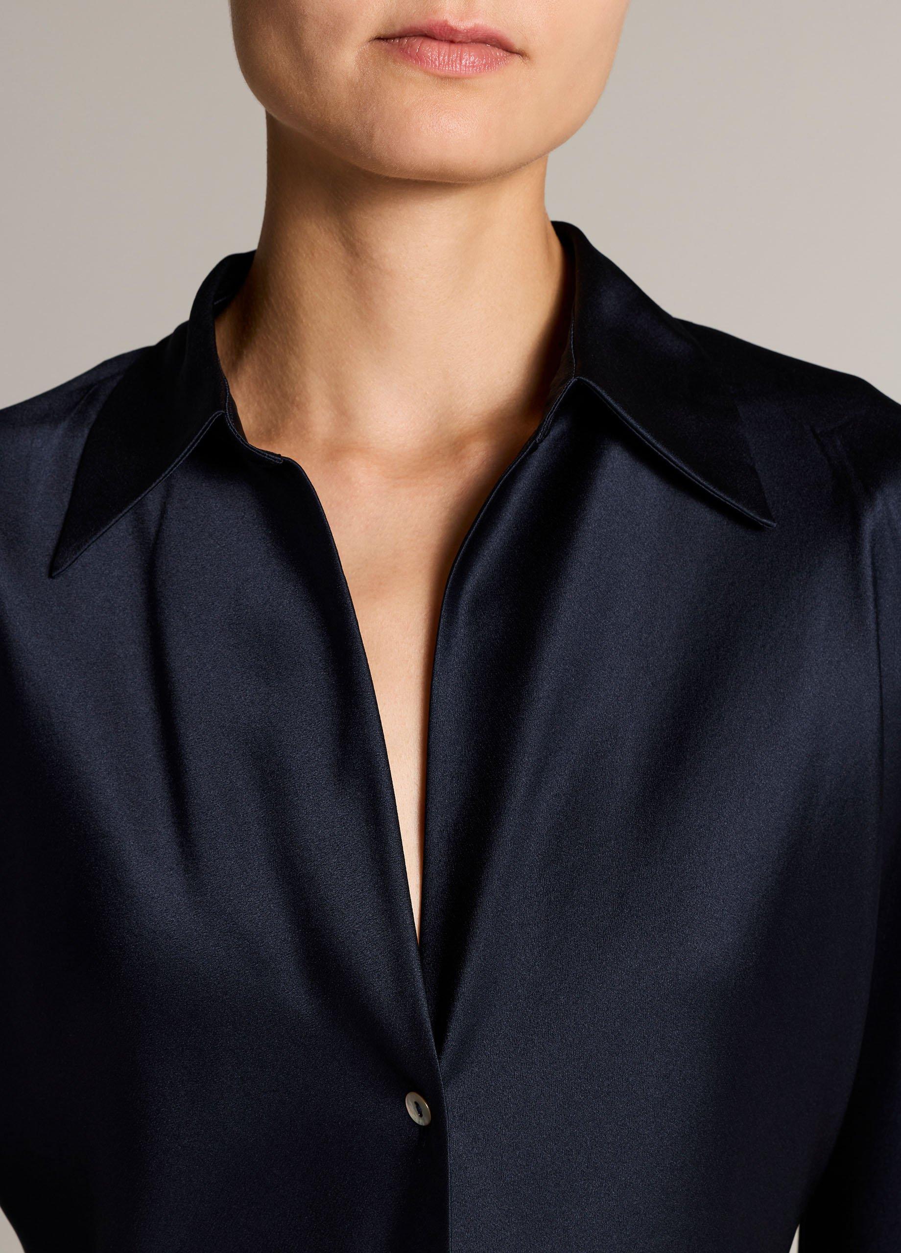 Silk Bias Long-Sleeve Blouse image number 1