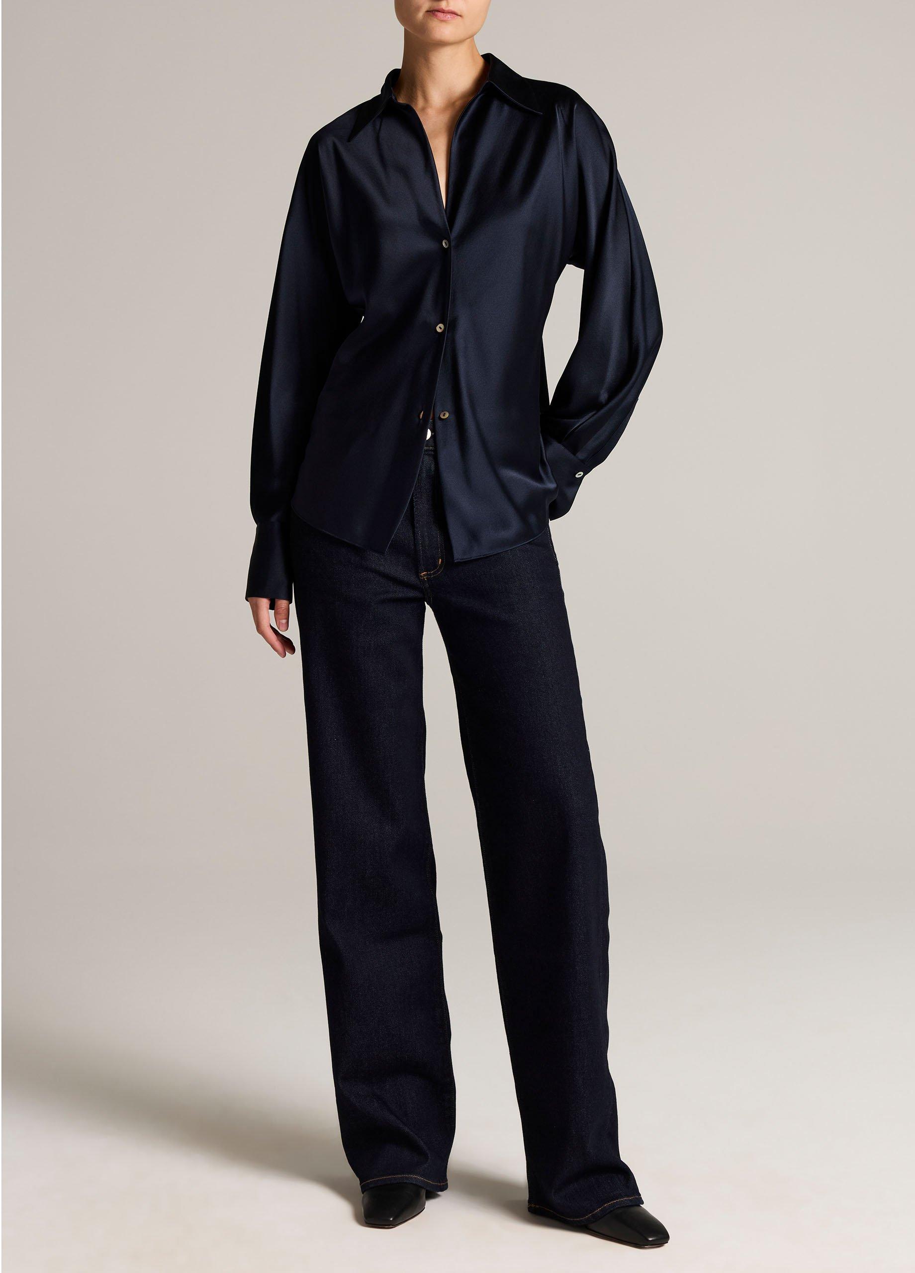 Silk Bias Long-Sleeve Blouse image number 3