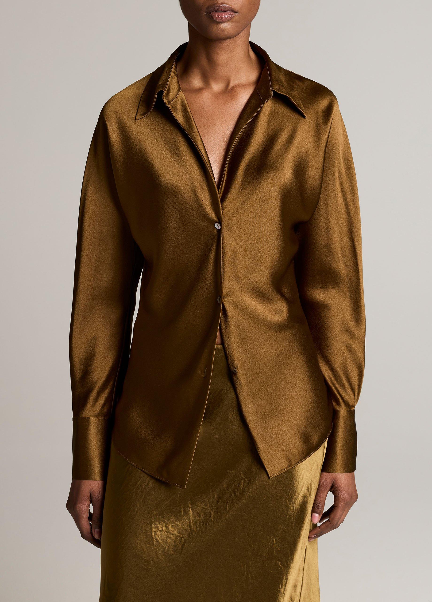 Silk Bias Long-Sleeve Blouse image number 0