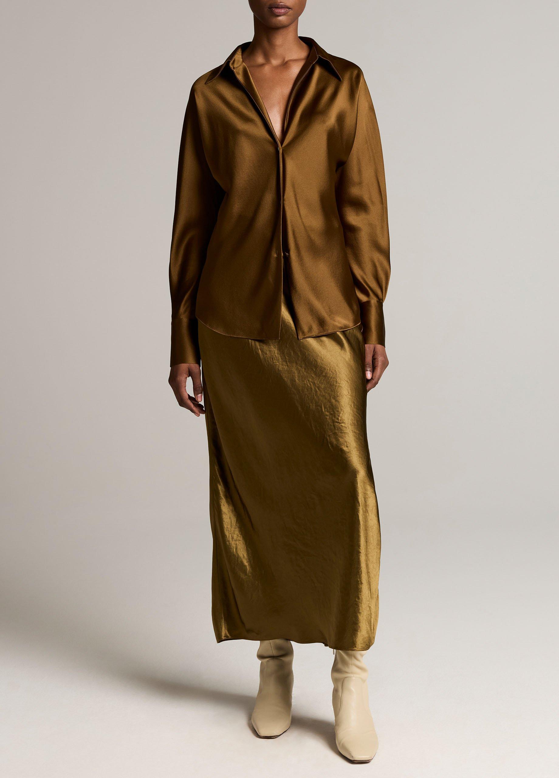 Silk Bias Long-Sleeve Blouse image number 3
