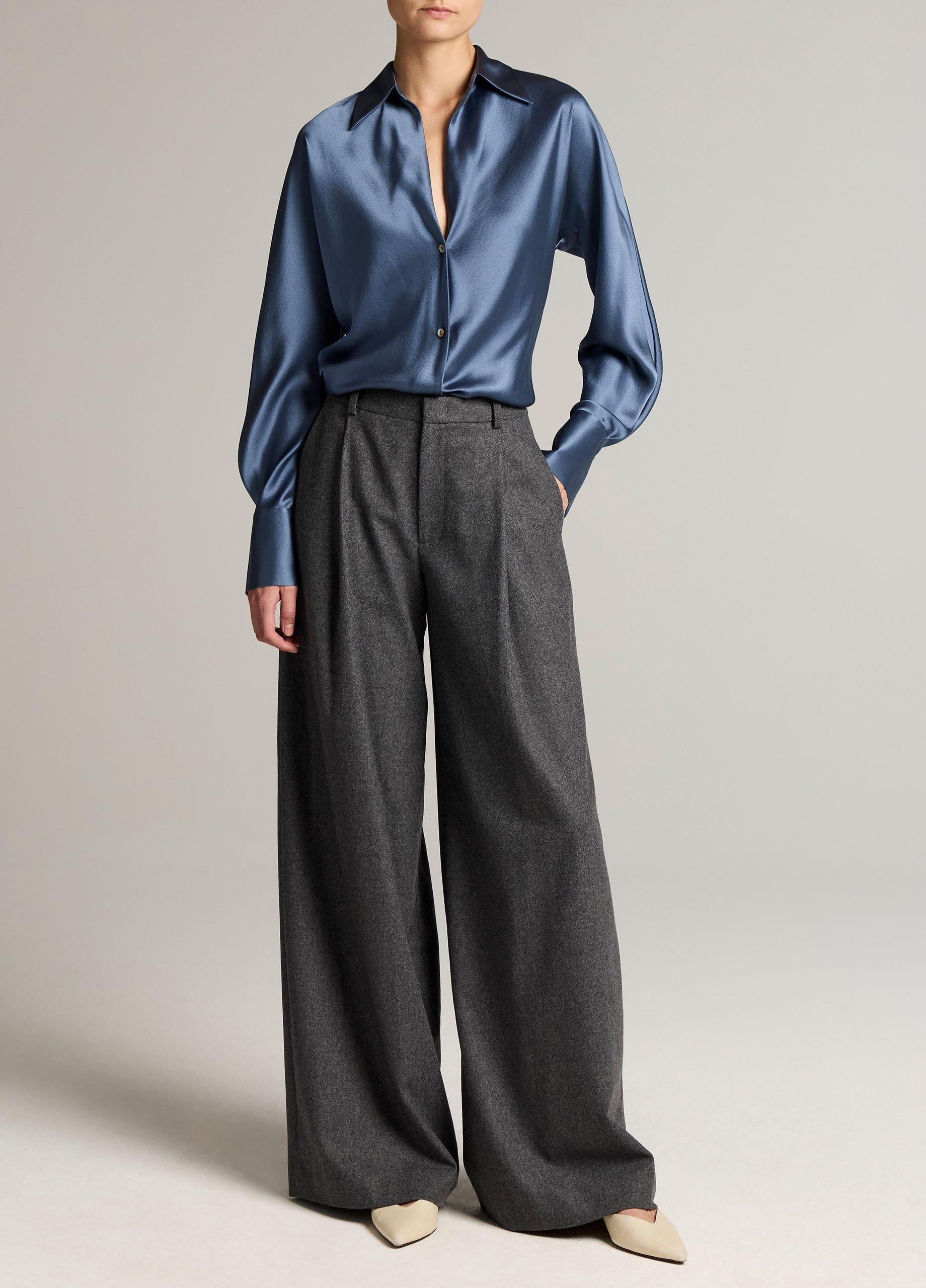 Silk Bias Long-Sleeve Blouse image number 3
