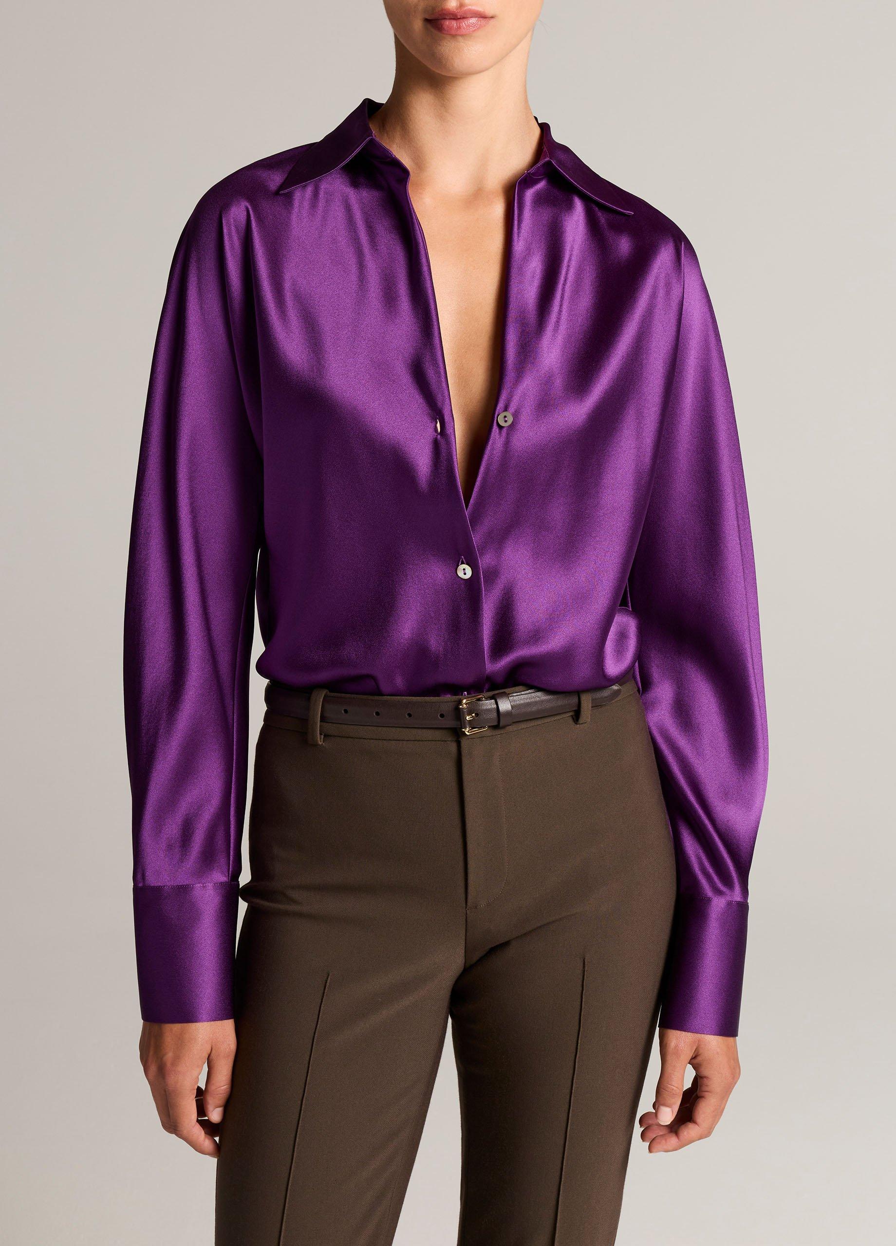 Silk Bias Long-Sleeve Blouse image number 0
