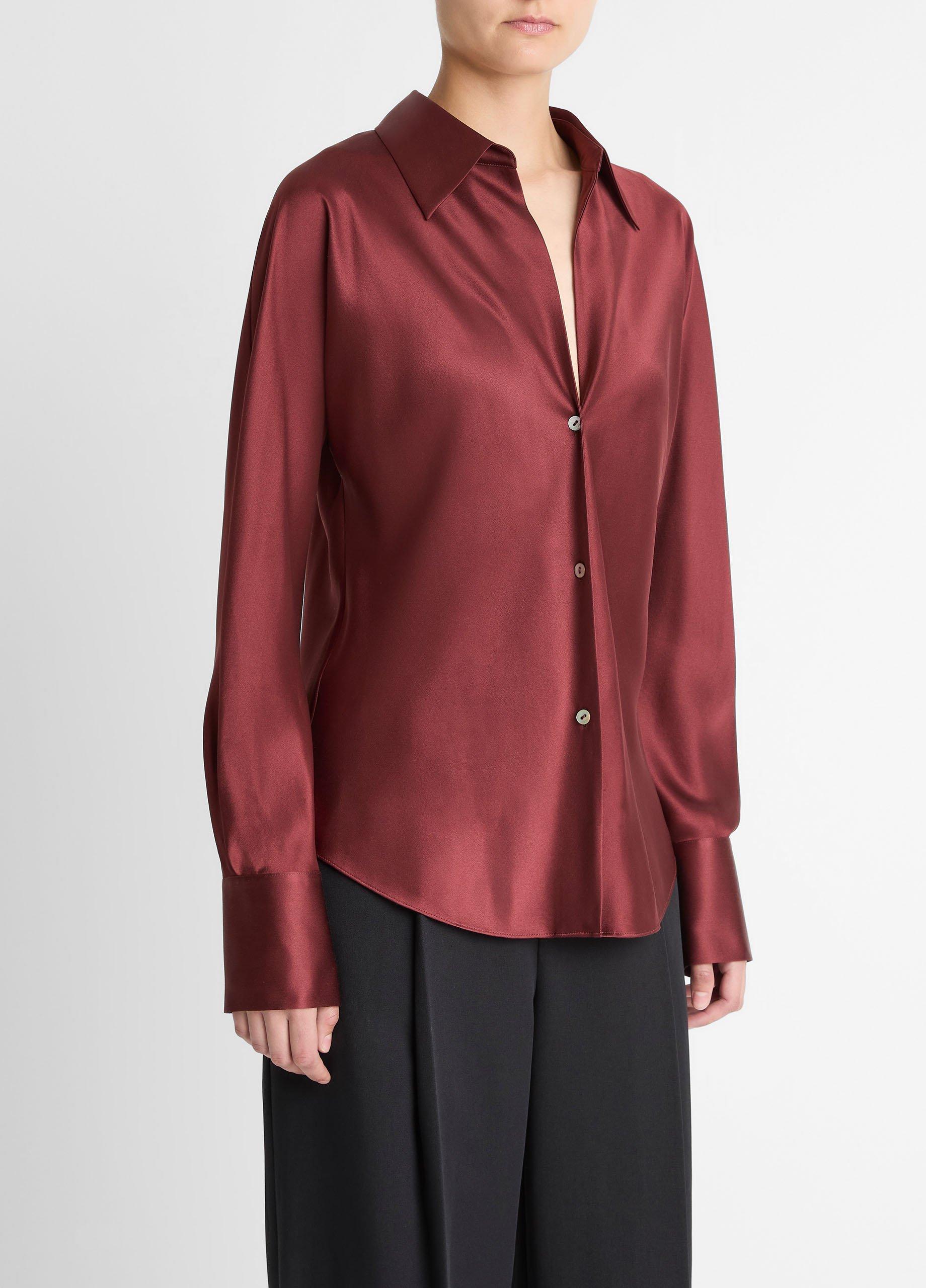 Silk Bias Long-Sleeve Blouse image number 1