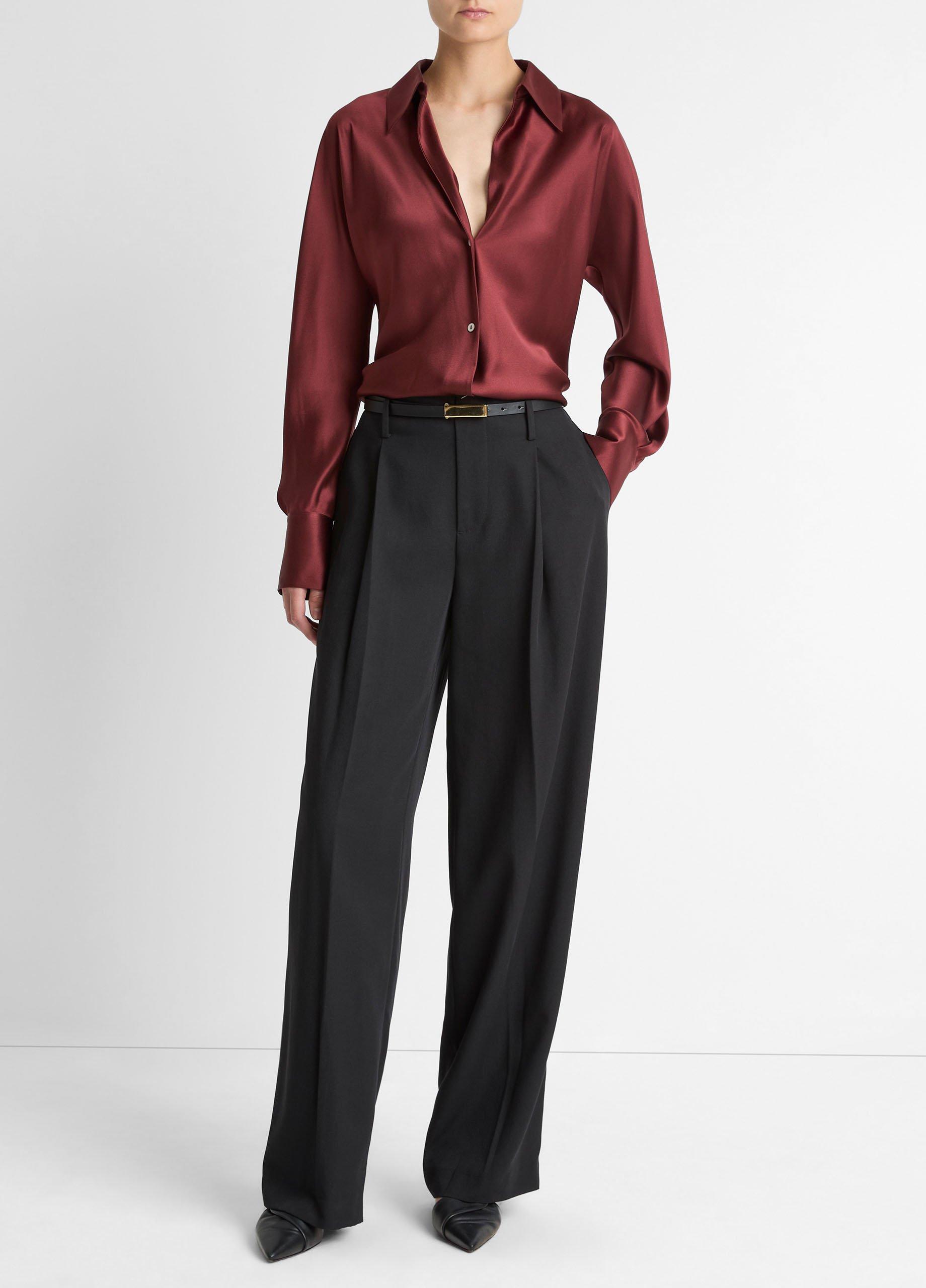 Silk Bias Long-Sleeve Blouse image number 3