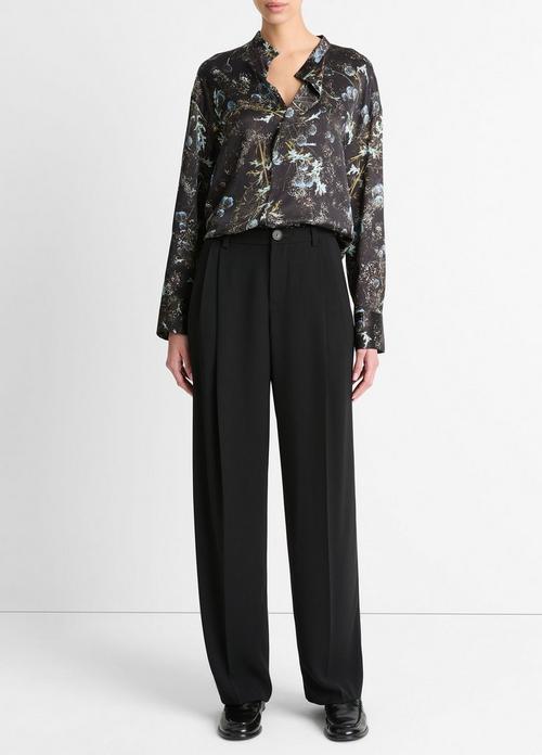 Thistle Silk Draped-Collar Blouse