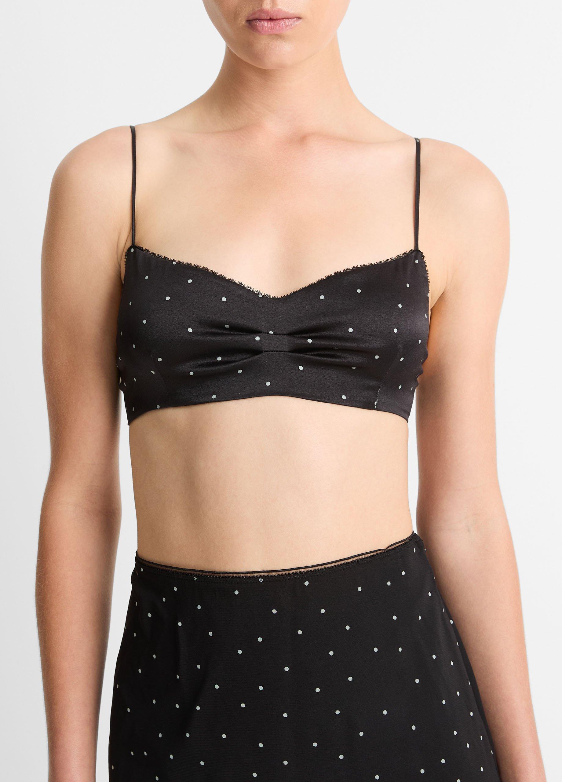 Women's Dot-Print Silk Shrunken Camisole, Black/grey, Size M Vince