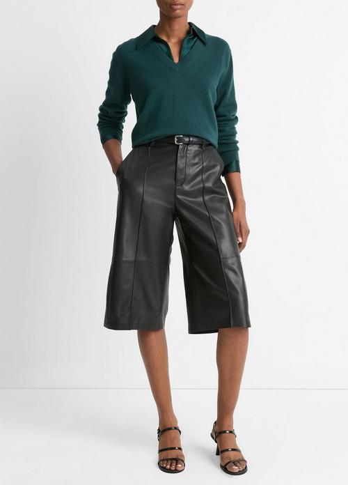 Leather Mid-Rise Long Short