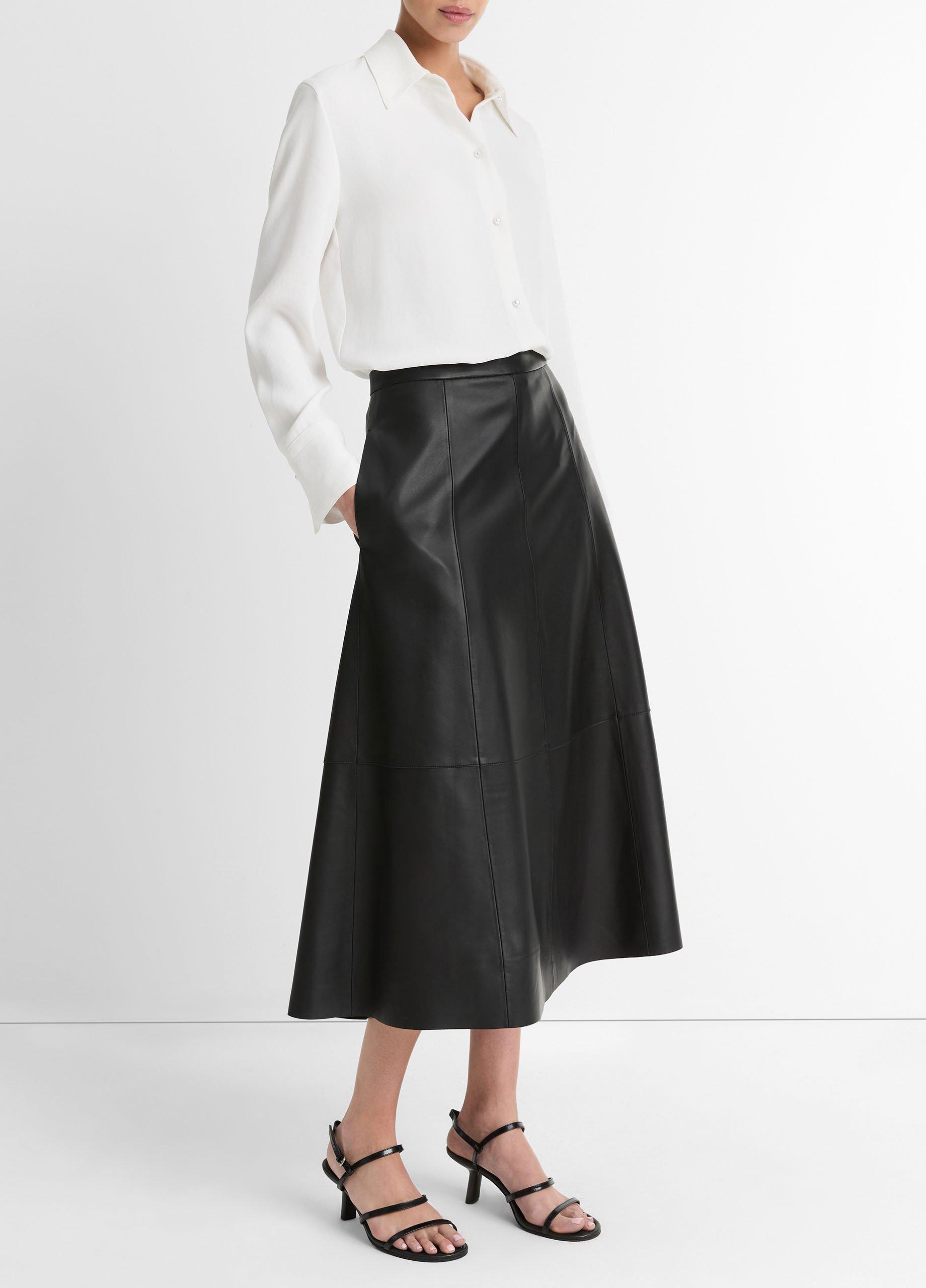 Thumbnail of Mid-Rise Flared Leather Skirt