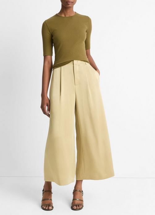 Mid-Rise Satin Culotte