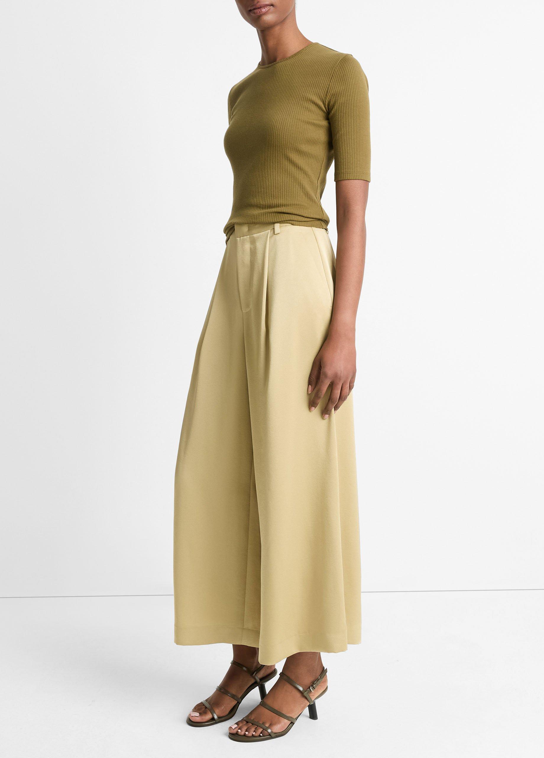 Mid-Rise Satin Culotte image number 2