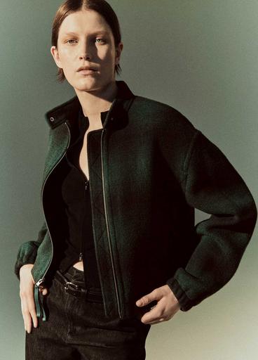 Shadow Plaid Italian Wool-Blend Bomber Jacket in Jackets Shadow Plaid Italian Wool-Blend Bomber Jacket in Jackets