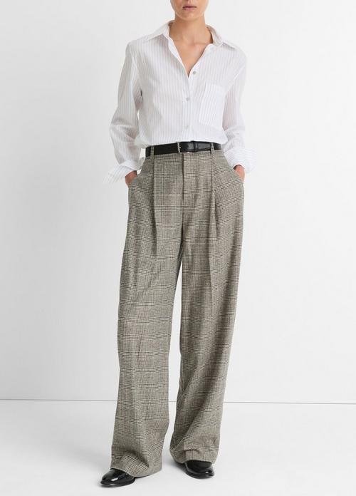 Plaid Italian Wool-Blend High-Rise Trouser