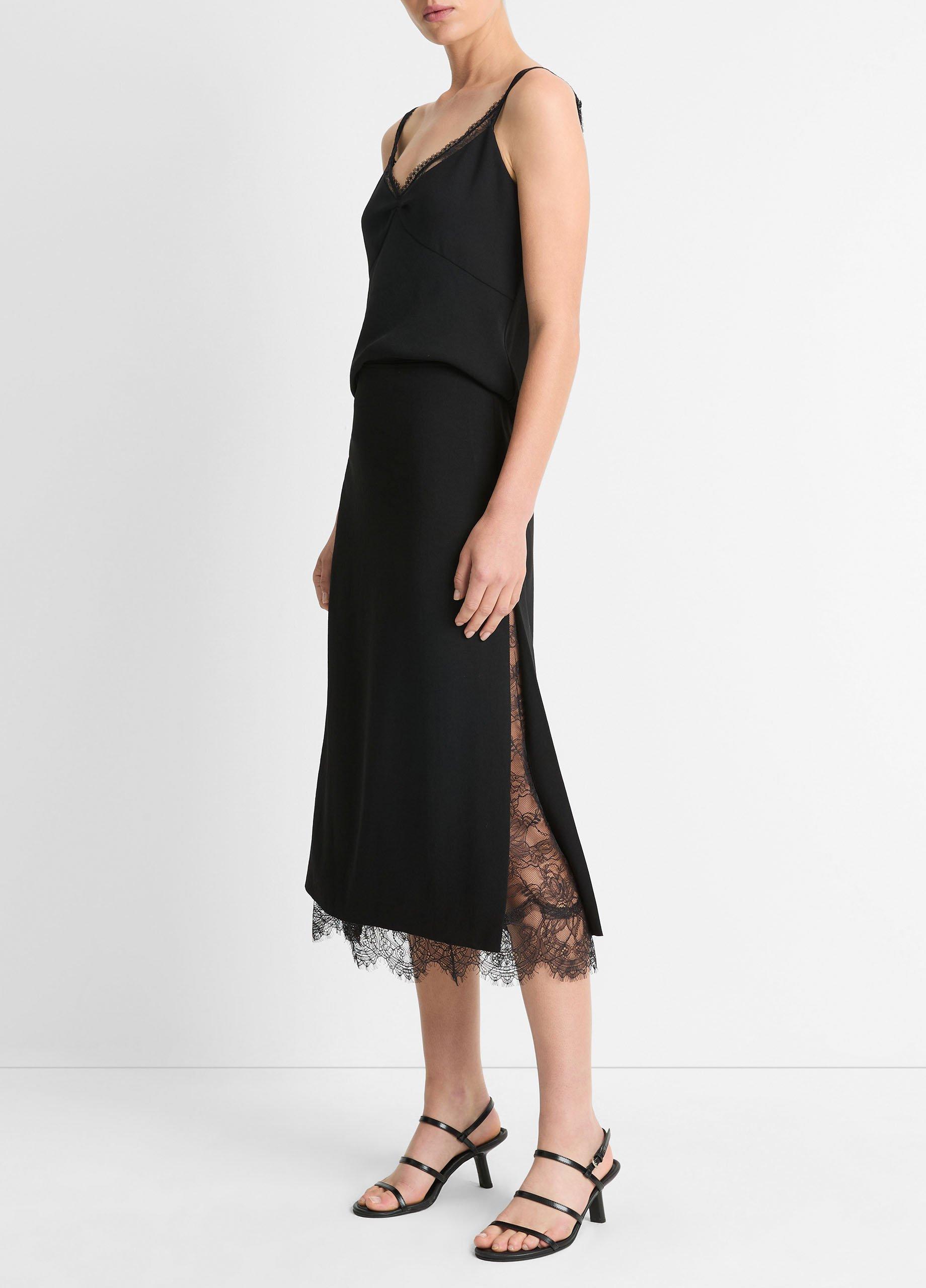 Lace-Paneled Straight Skirt in Dresses & Skirts | Vince