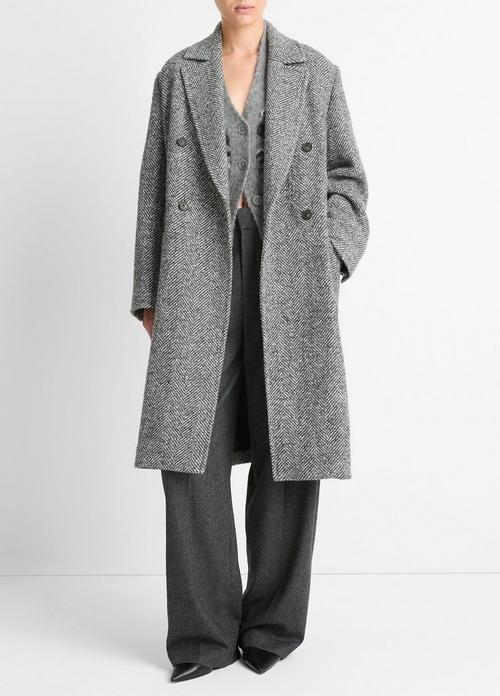 Italian Herringbone Wool-Blend Double-Breasted Coat