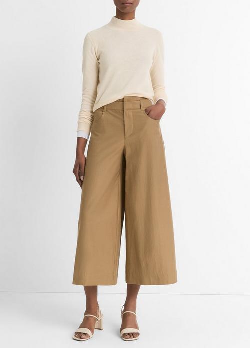 Italian Cotton-Wool Double-Waistband Mid-Rise Culotte