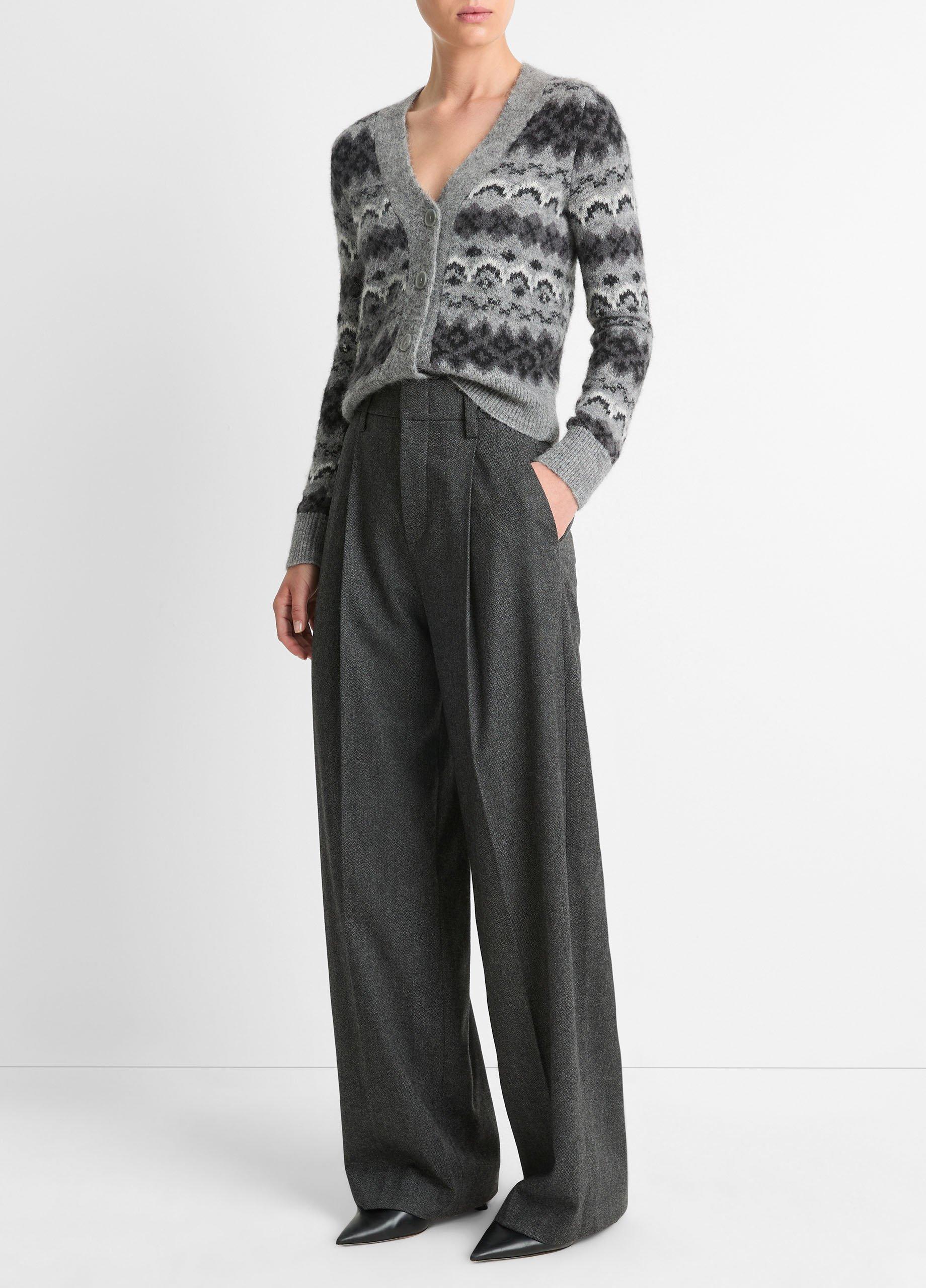 Italian Herringbone Wool-Blend High-Rise Trouser in Pants