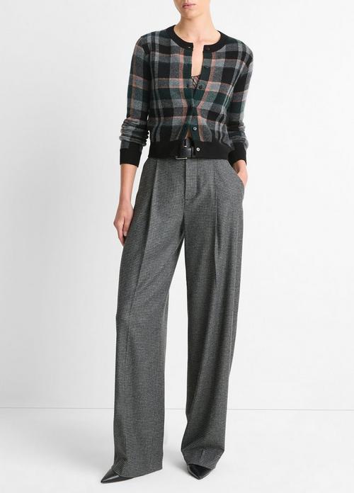 High-Waist Microcheck Wide-Leg Trouser