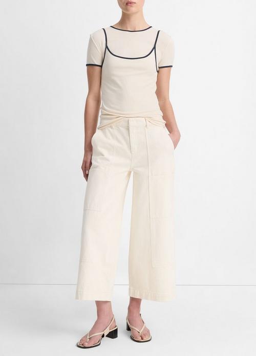 Cotton Mid-Rise Utility Wide Crop Pant