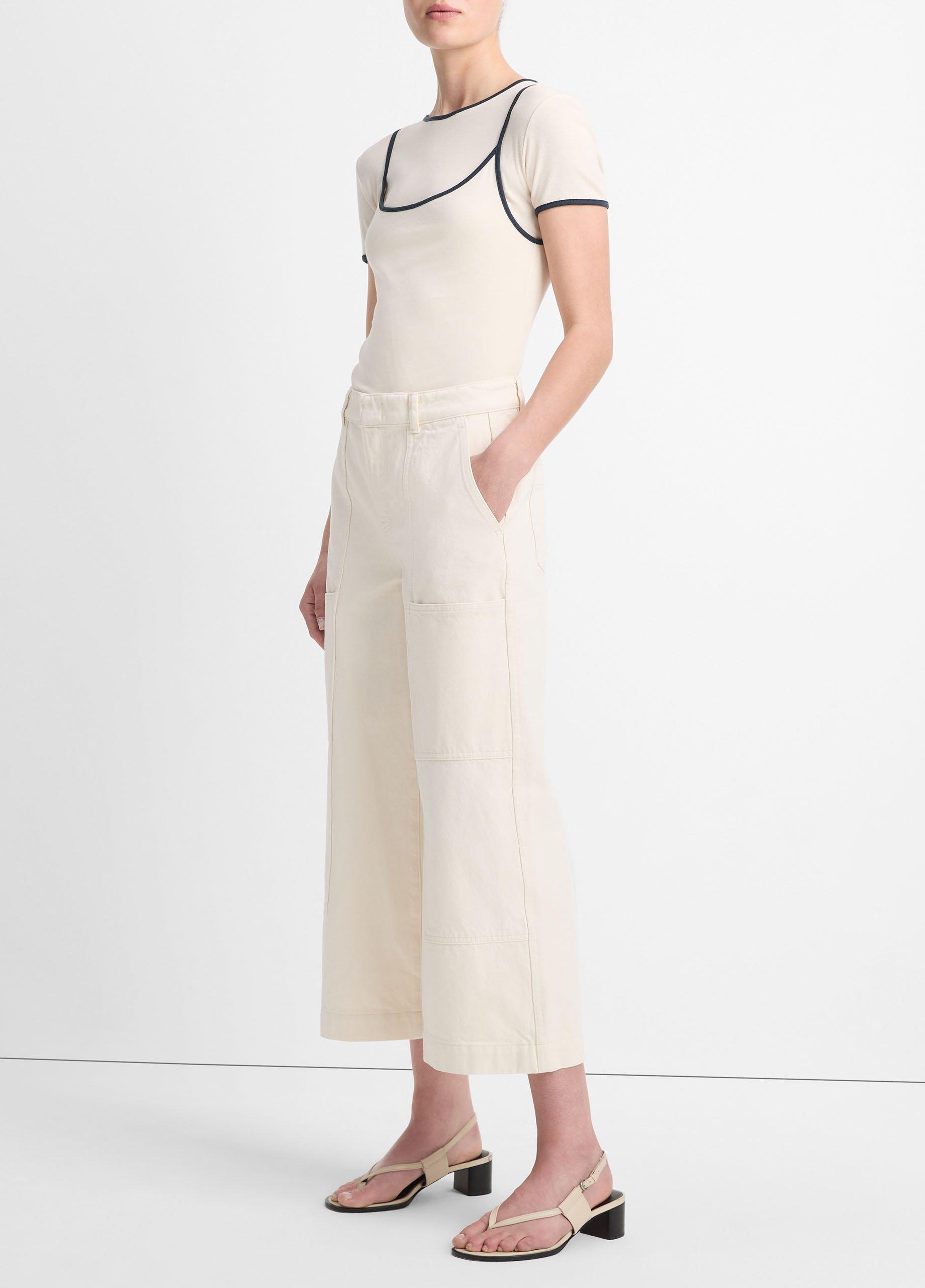 Cotton Mid-Rise Utility Wide Crop Pant image number 2