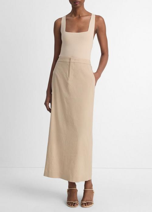 Linen-Blend Mid-Rise Maxi Skirt