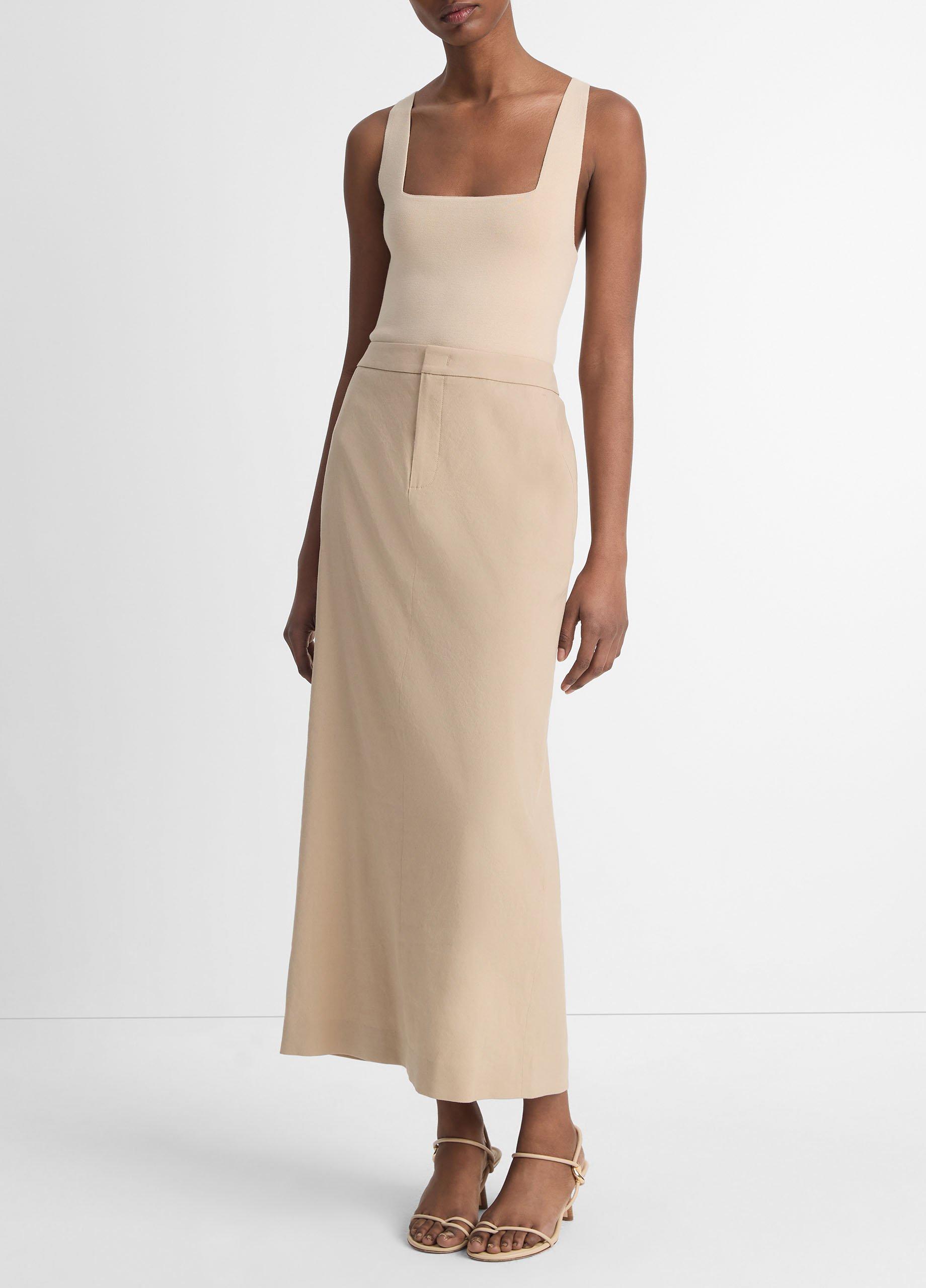 【THE MOZZ】Vine Linen Long Skirt Linen Look Maxi Skirt | boohoo