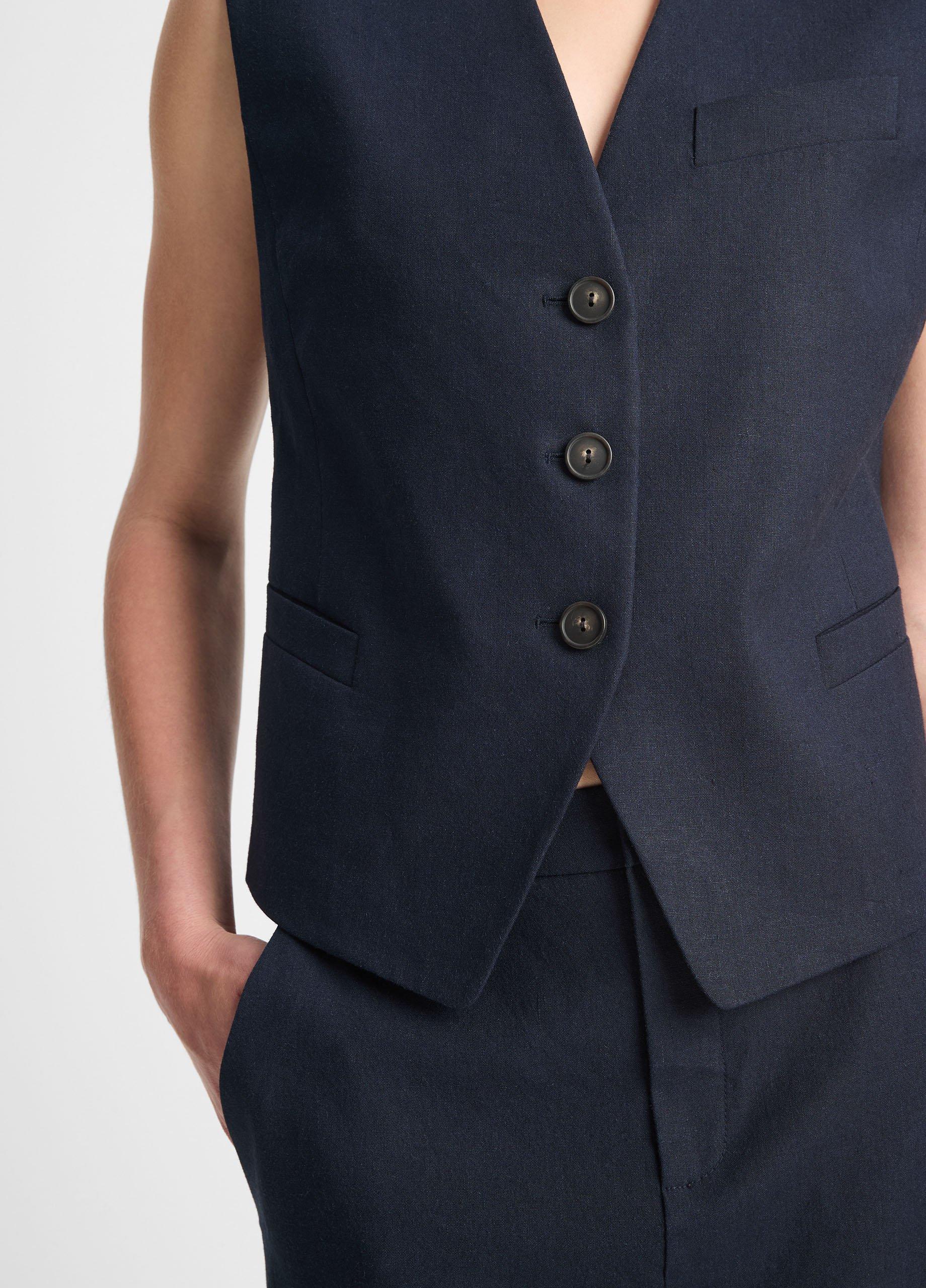 Linen-Blend Vest in Jackets & Outerwear | Vince