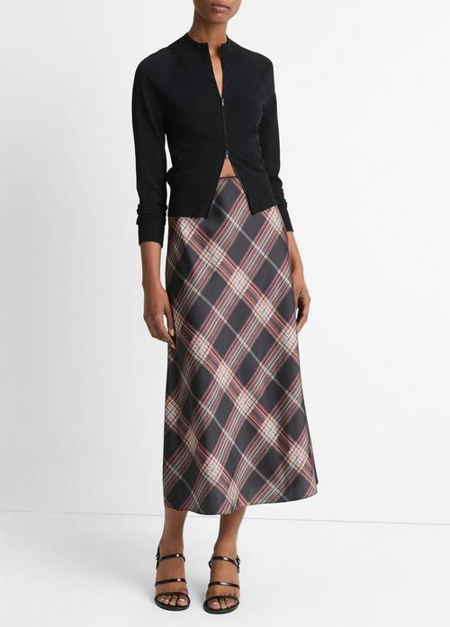 Plaid Shaped Hem Slip Skirt