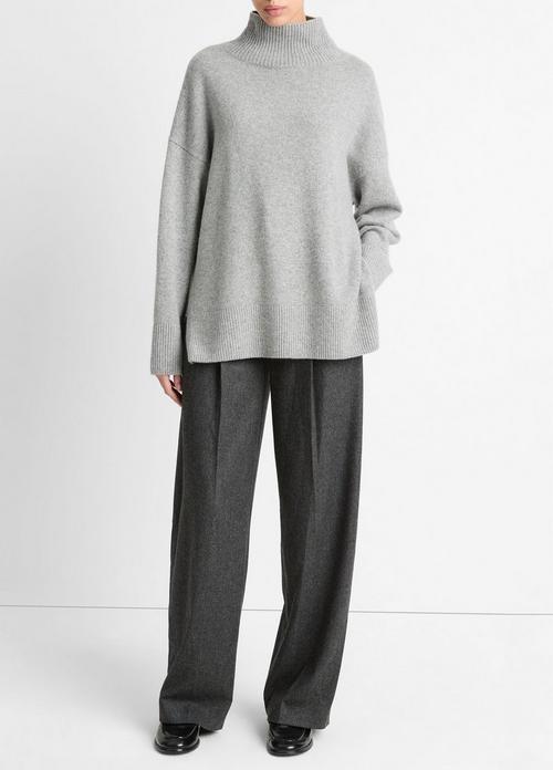 Wool-Cashmere Drop-Shoulder Turtleneck Sweater