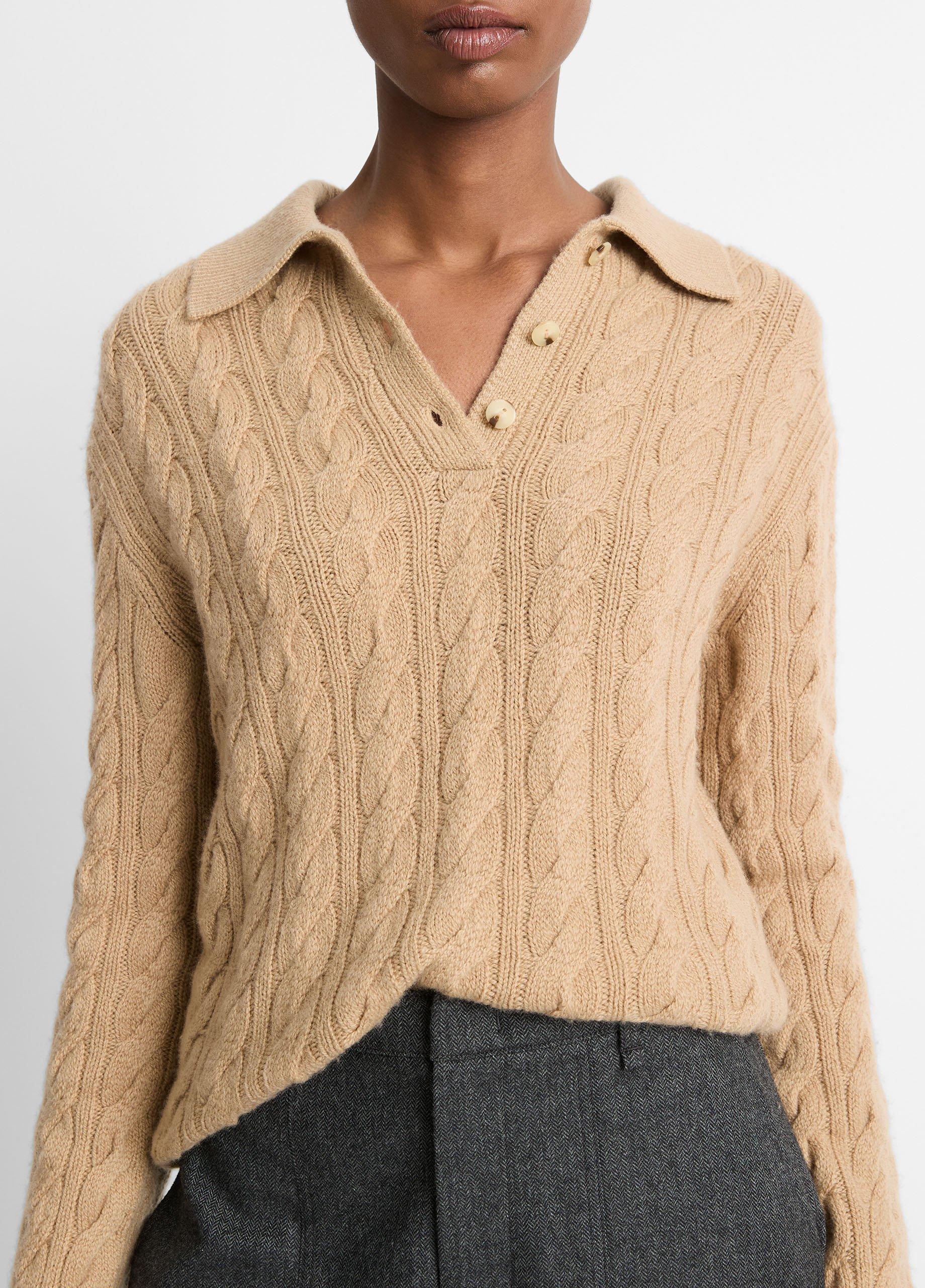 Vince Blushed Alpaca outlet Merino Wool Blend Polo Sweater Hollyhuck Large L