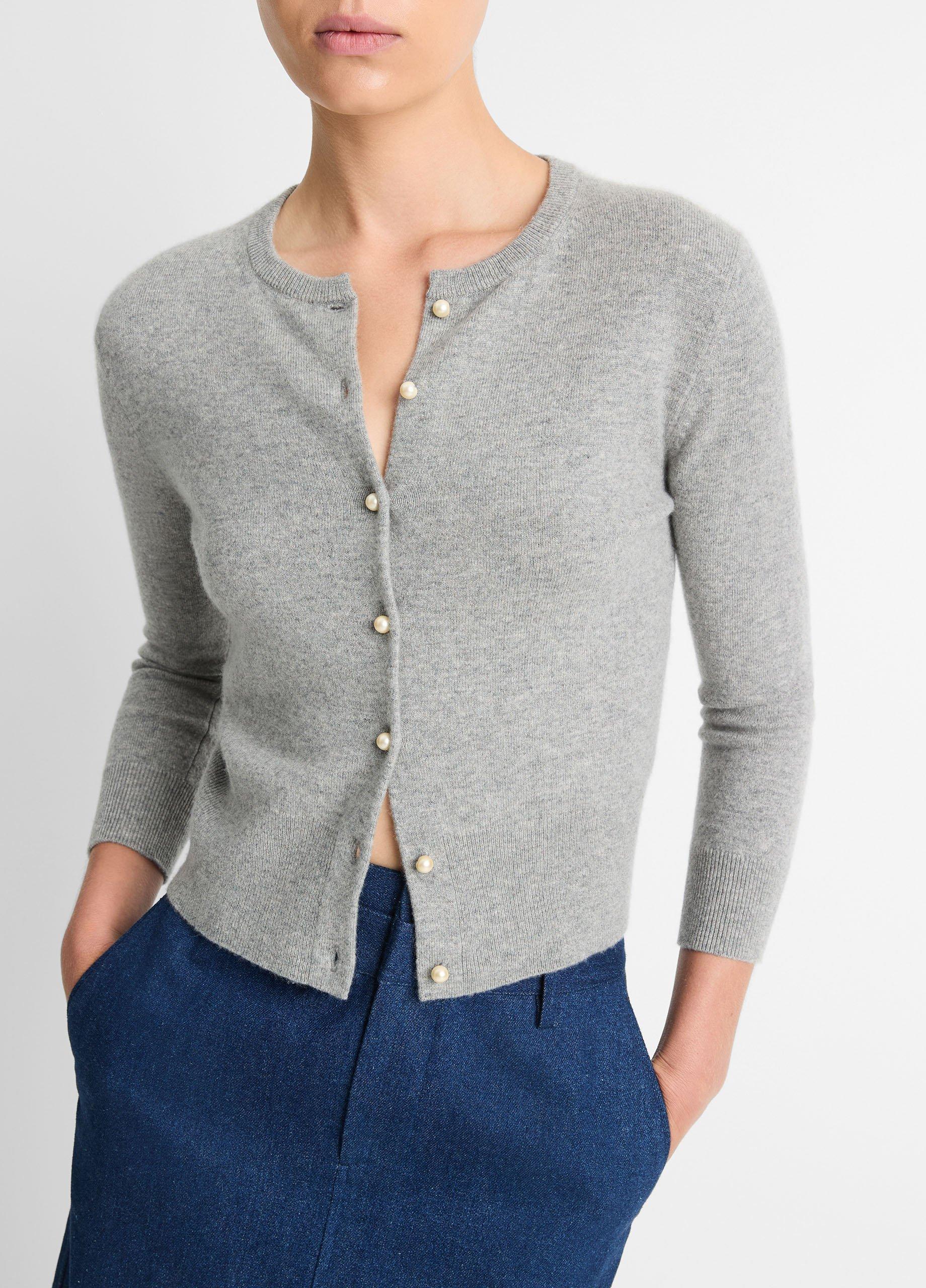 Pearl-Button Wool-Blend Cardigan in Cardigans | Vince