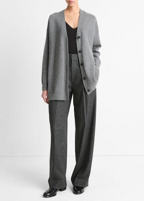 Double-Knit Wool-Blend Oversized Cardigan