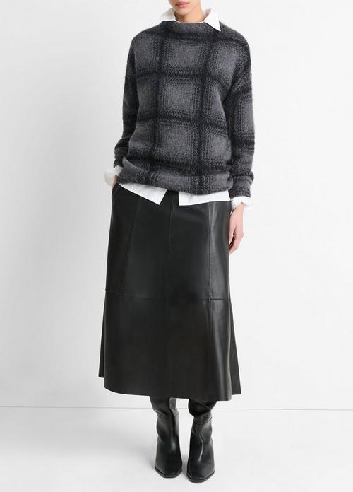 Shadow Plaid Funnel Neck Sweater