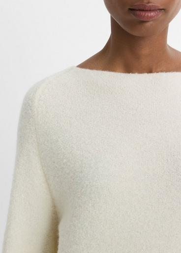 Bouclé Wool-Blend Raglan Boat-Neck Sweater in Vince Products Bouclé Wool-Blend Raglan Boat-Neck Sweater in Vince Products