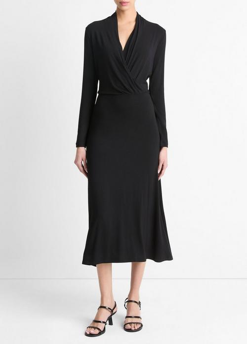 Long-Sleeve Crossover Dress