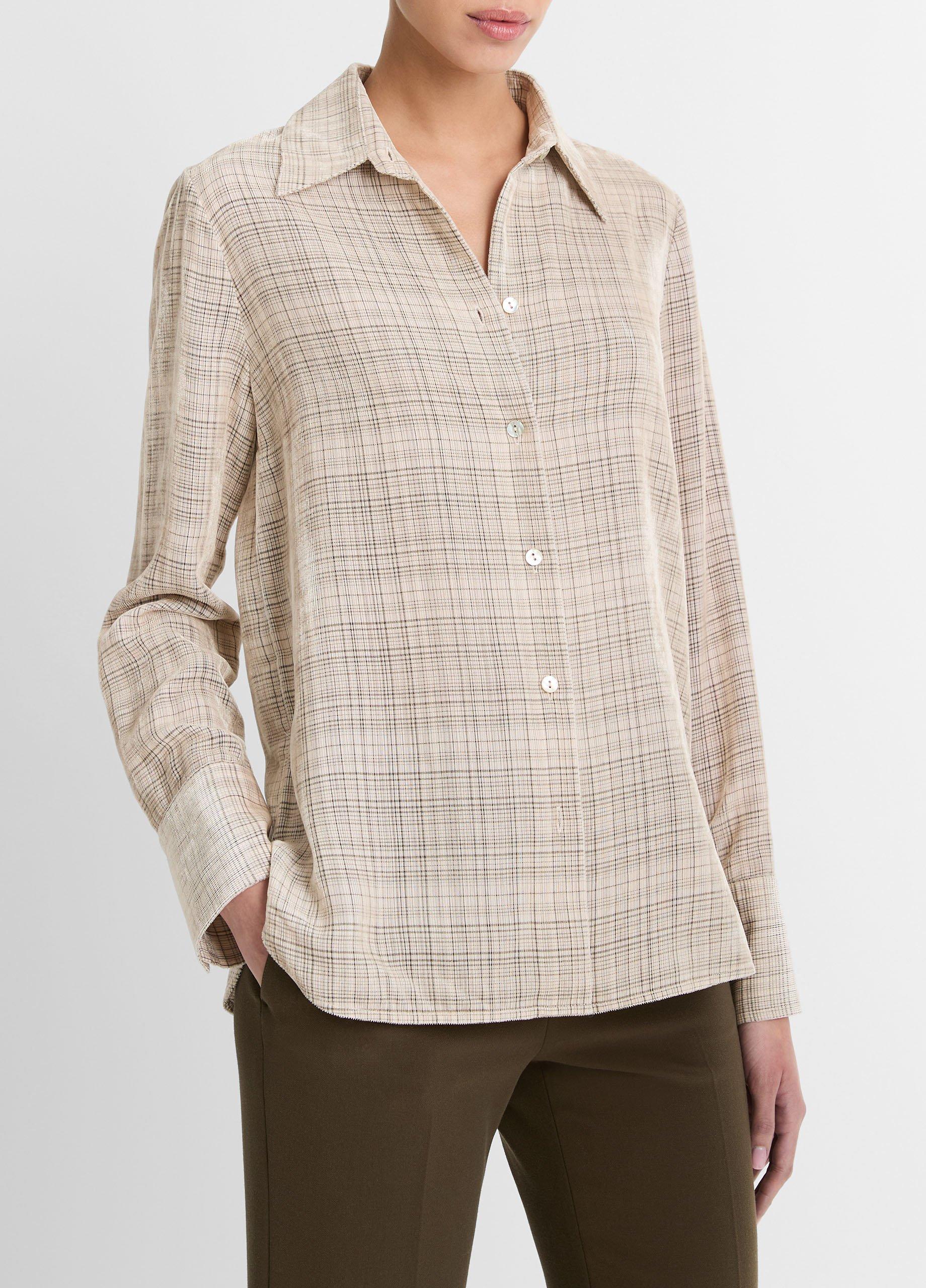 Textured-Plaid-Button-Front-