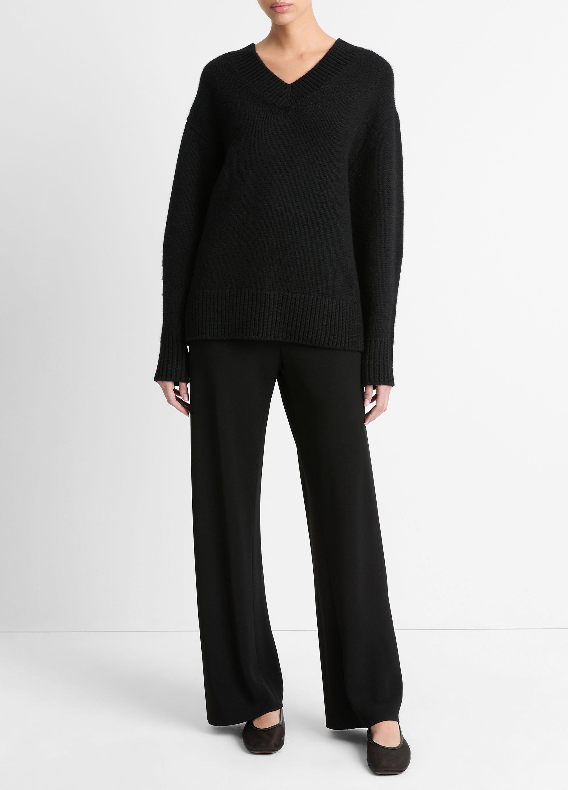 トップス < H > WOOL CASHMERE BALLOON V NECK KNIT Wool and Cashmere Drop-Shoulder V-Neck Sweater in Women | Vince