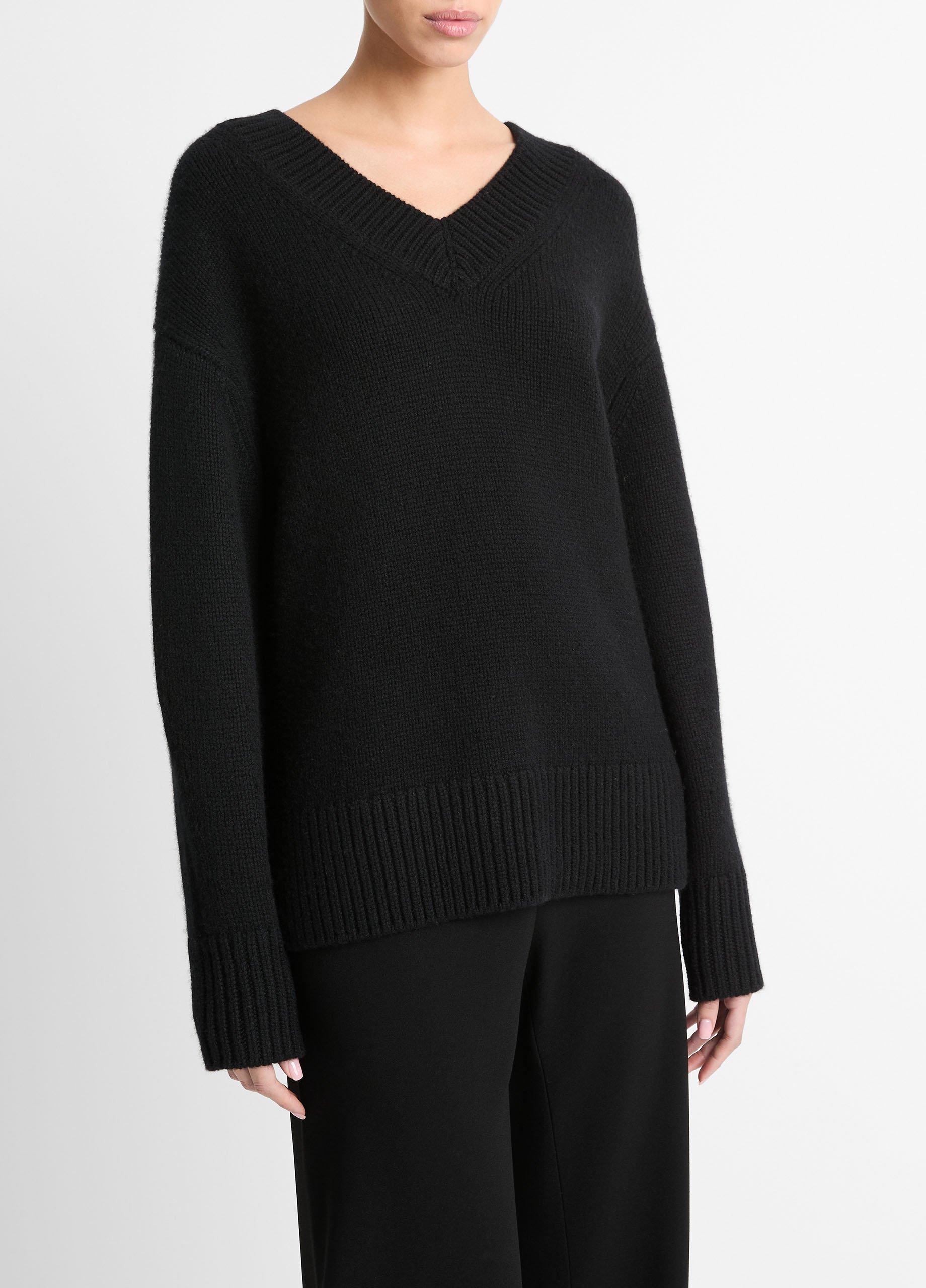 Black Italeau V-Neck Cashmere Sweater - outlet NWT