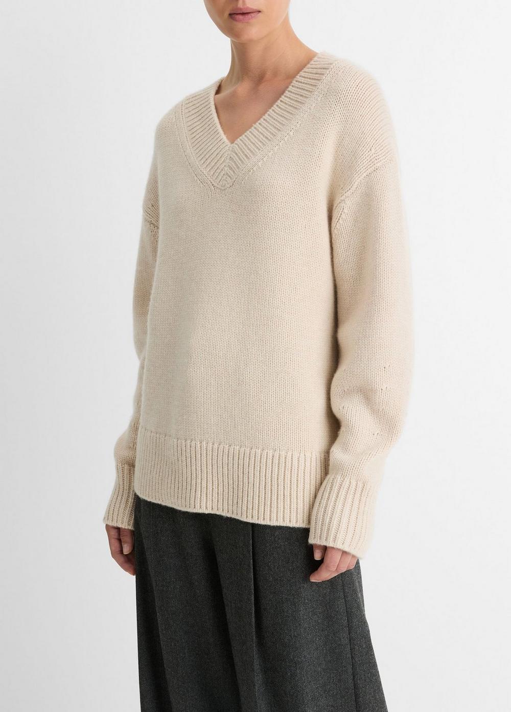 Wool and Cashmere Drop-Shoulder V-Neck Sweater in Sweaters Wool and Cashmere Drop-Shoulder V-Neck Sweater in Sweaters