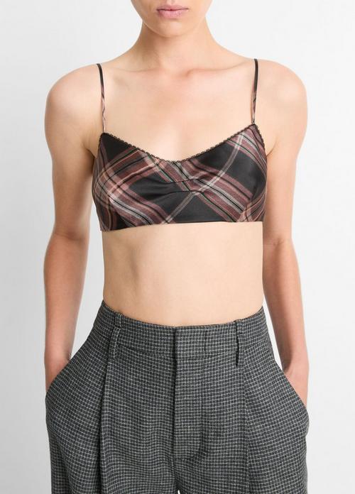 Plaid Silk Shrunken Camisole