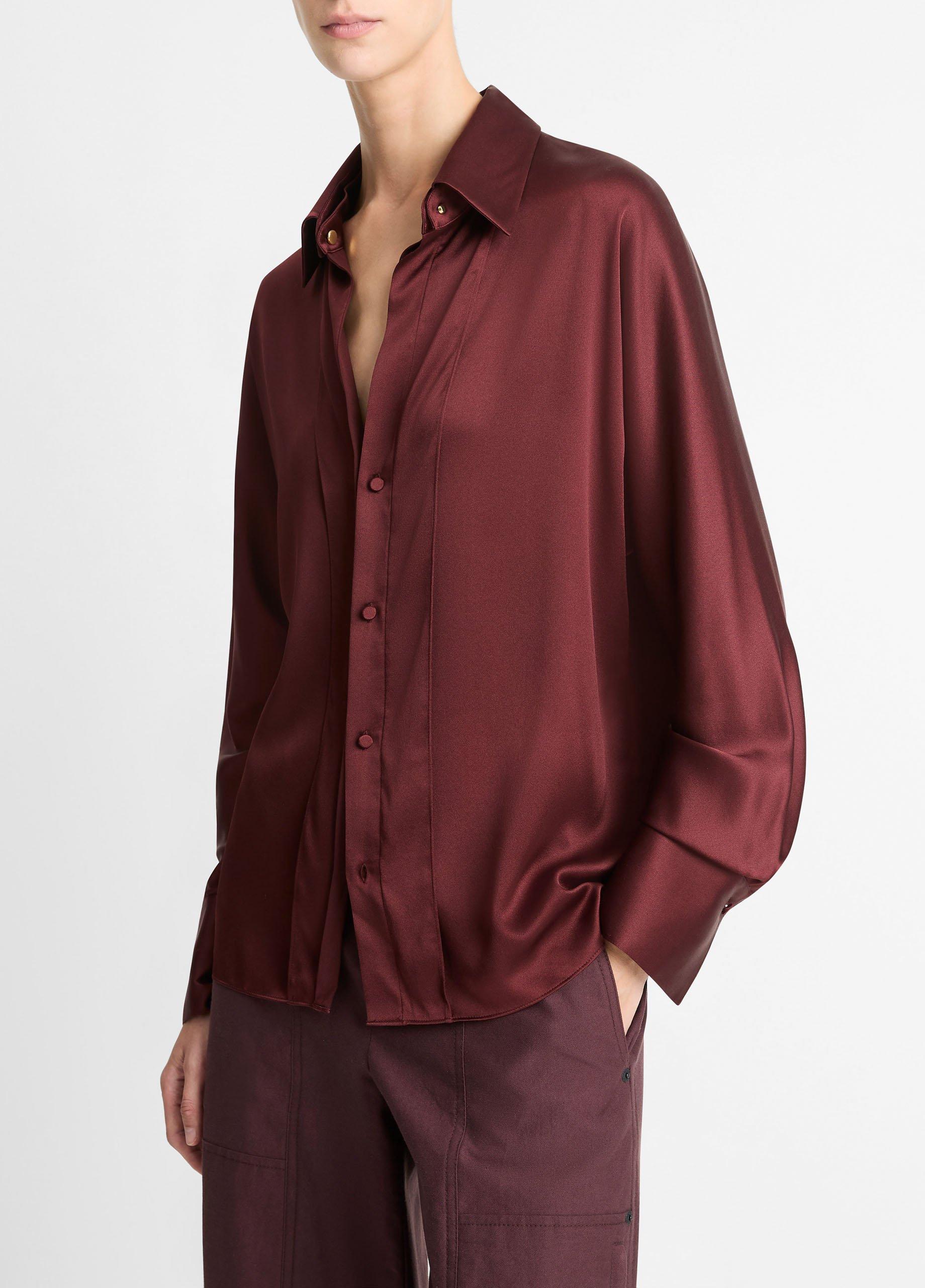 Detachable-Collar Silk Satin Shirt image number 2