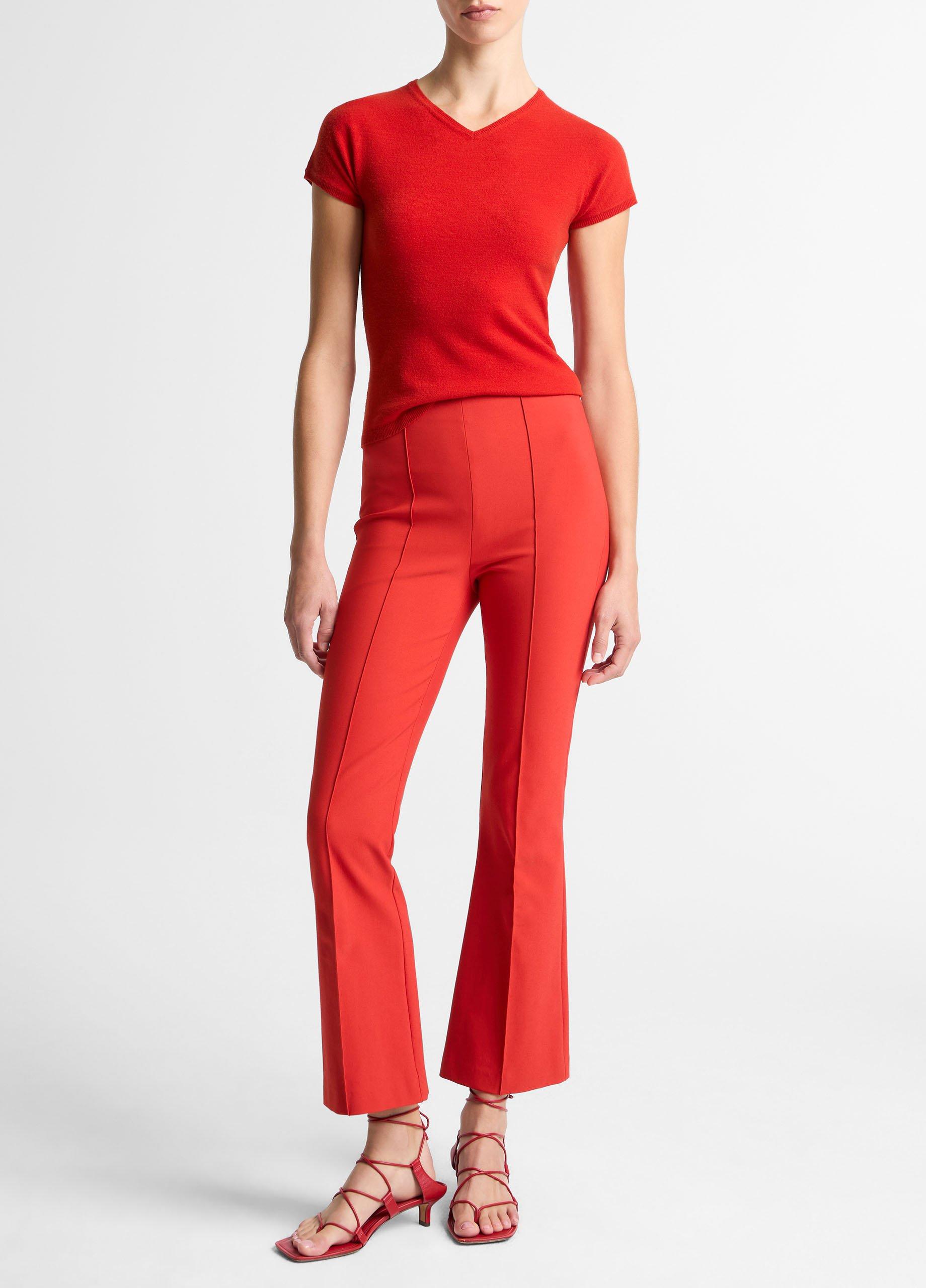 Niki Mid-Rise Pintuck Crop Flare Pant