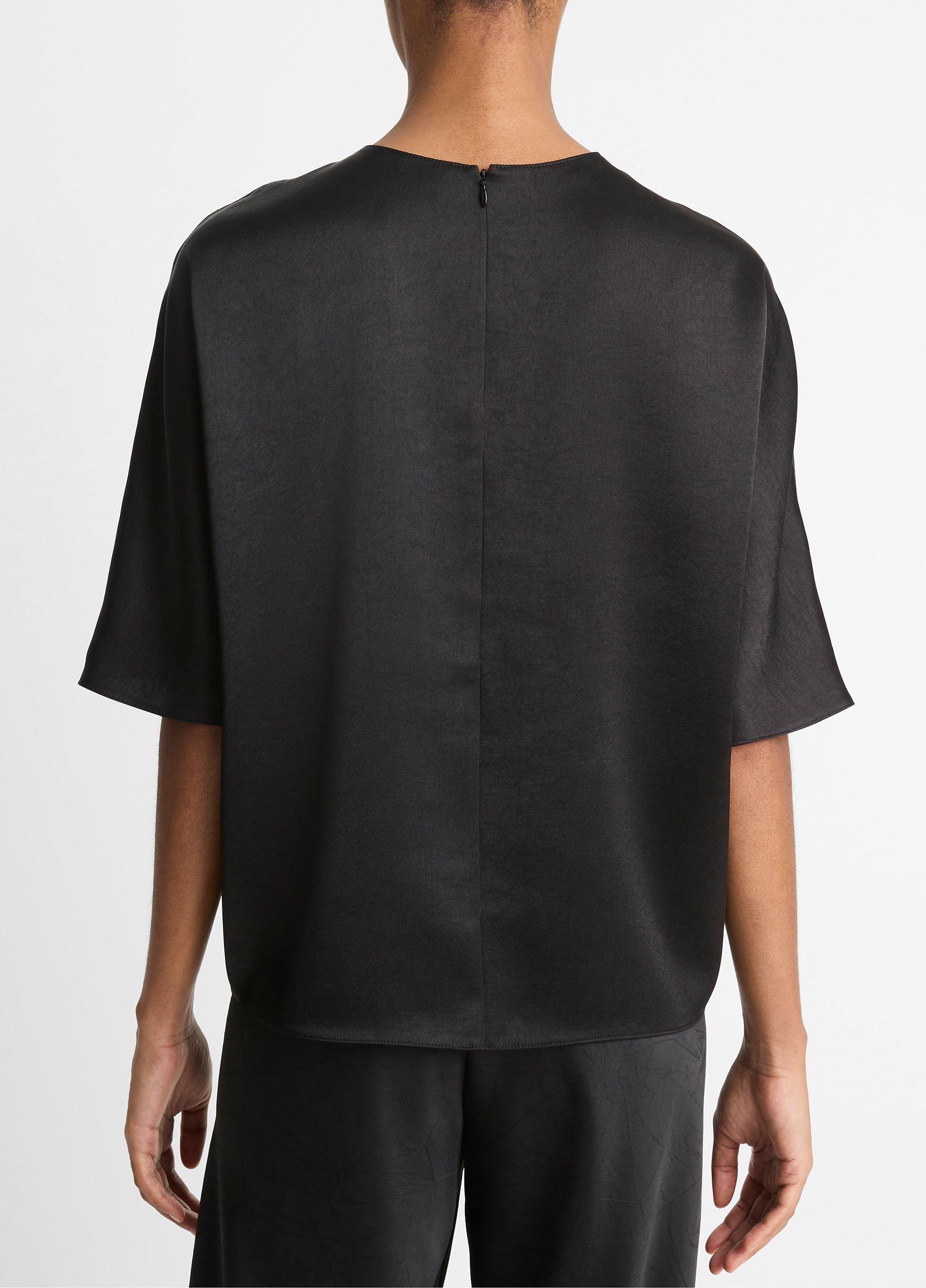 Tシャツ・カットソー VINCE Women Tunic Tops V073413060 001BLK Black Fluid Satin T-Shirt in Women | Vince