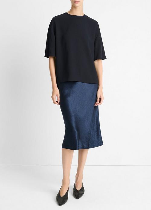 Satin-Trimmed Crepe T-Shirt