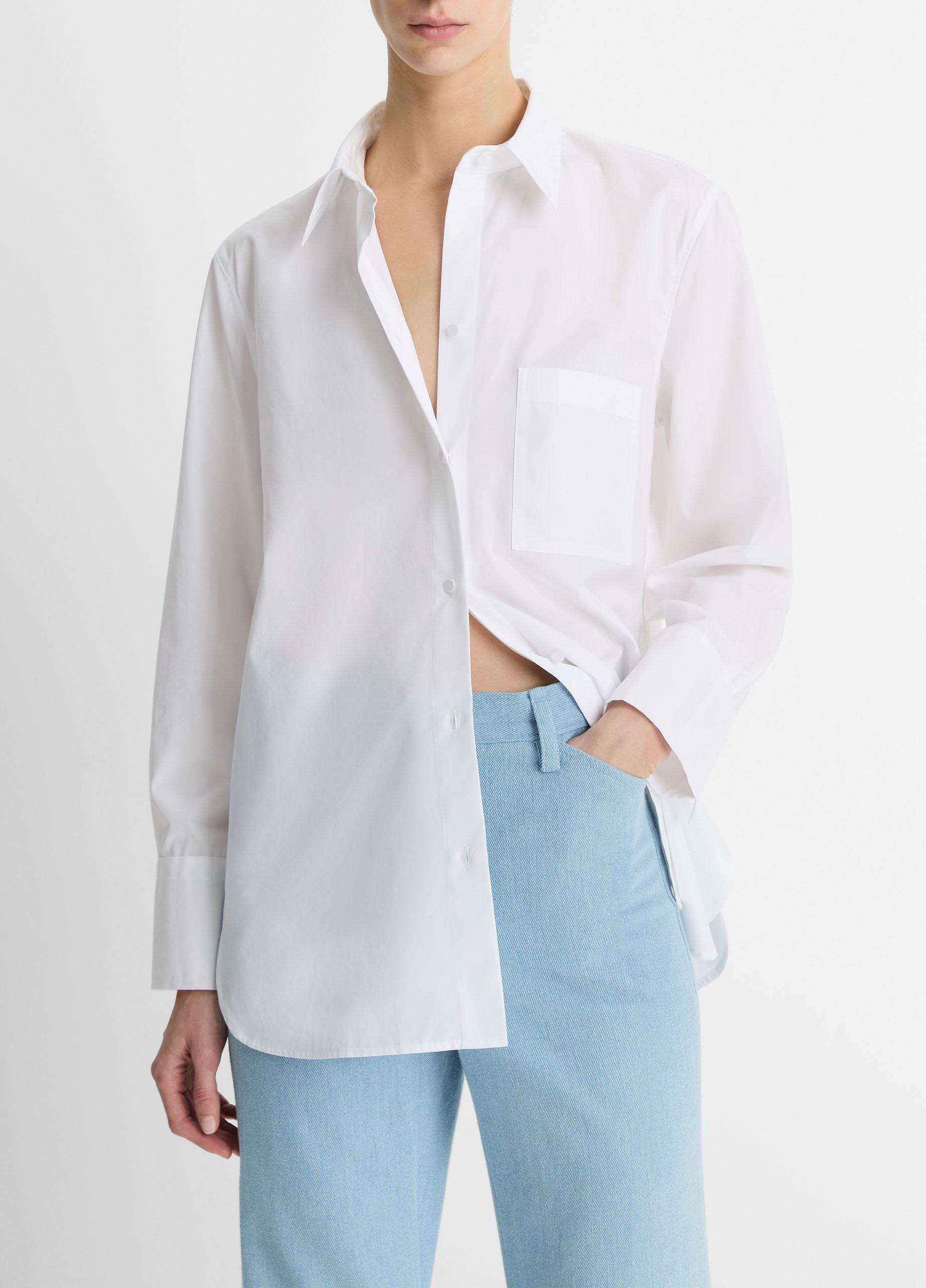 Women
s Cotton Relaxed Straight Shirt, Optic White, Size XS Vince