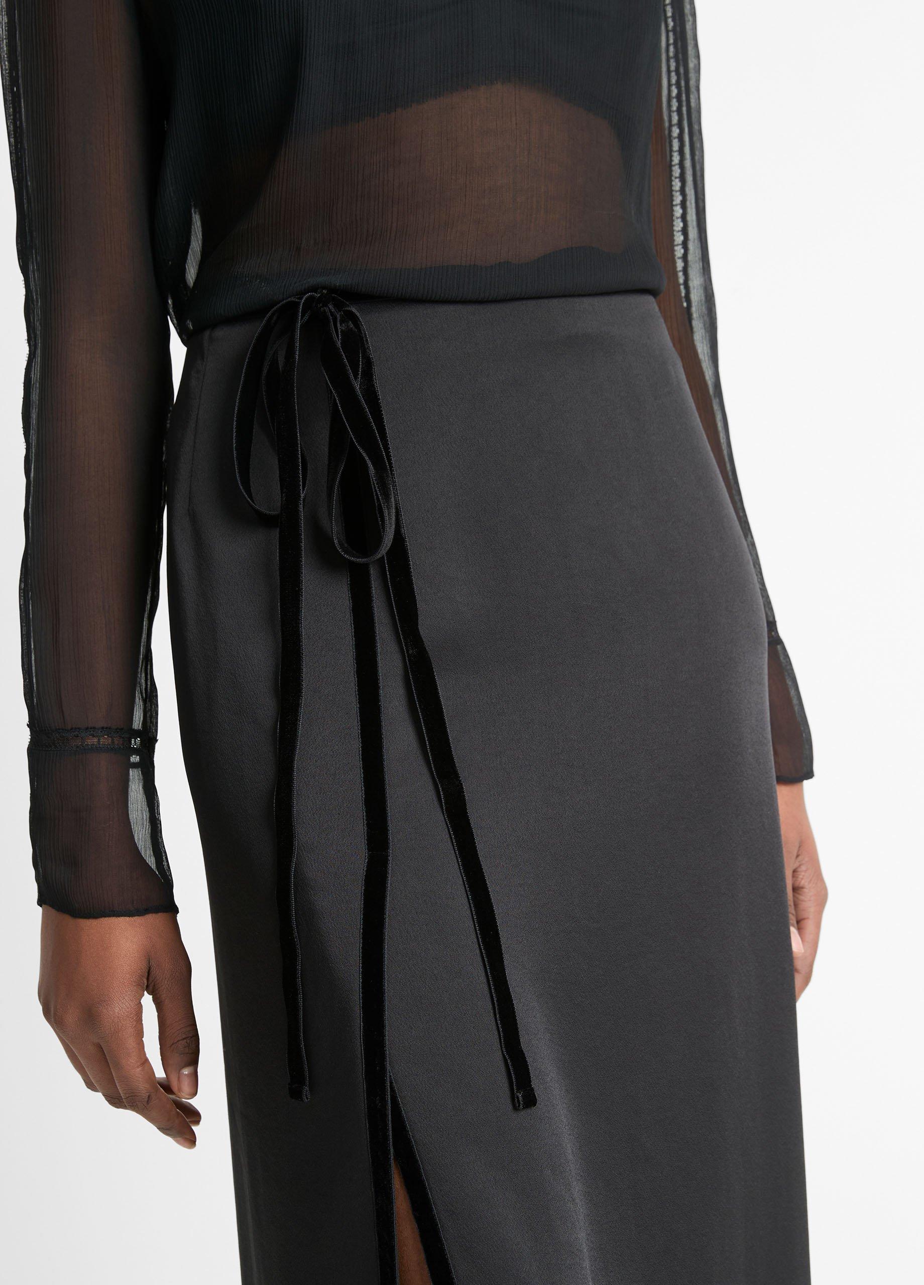 Thumbnail of Velvet-Trim Side-Slit Skirt
