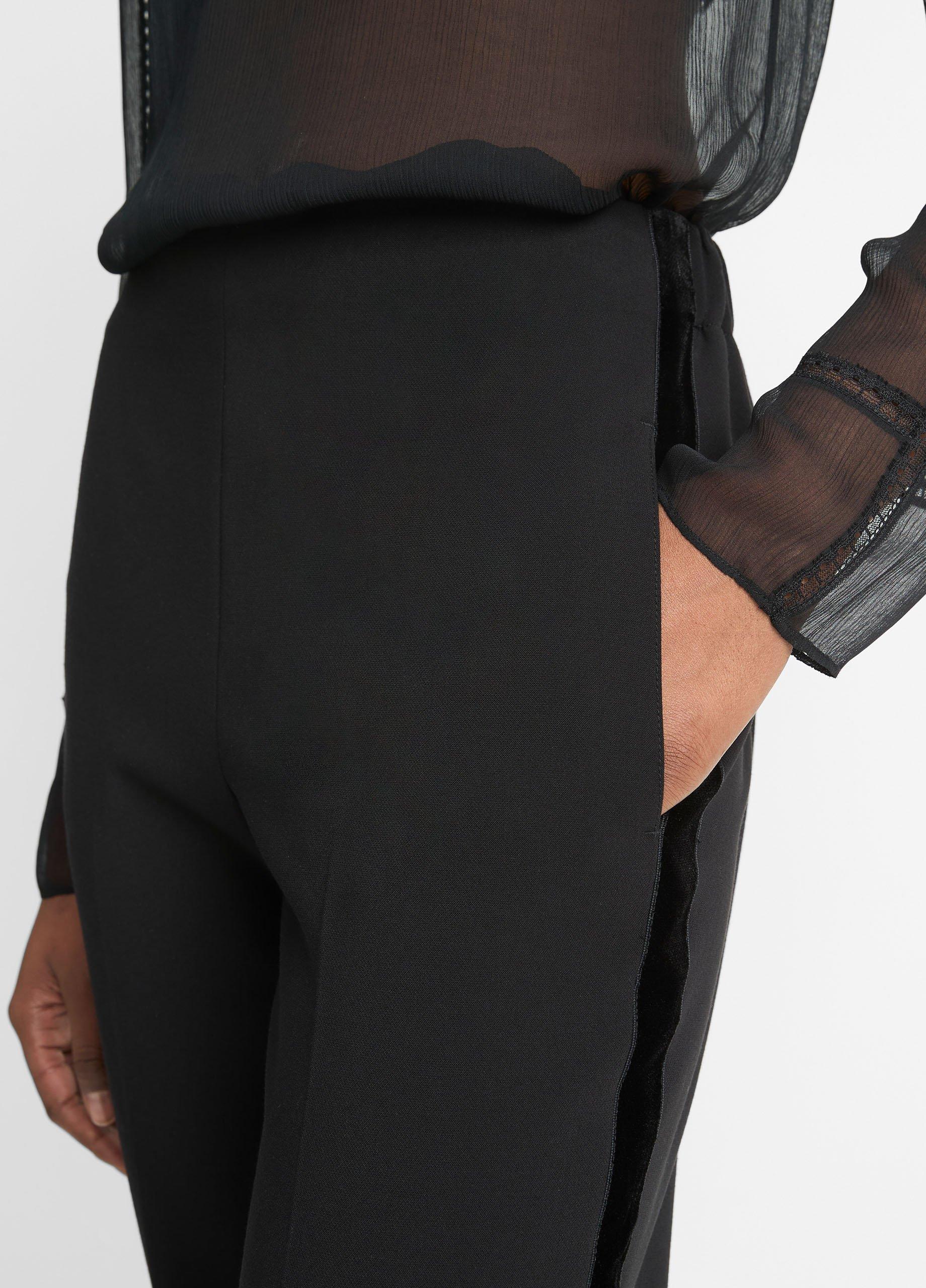 【Vince】 High-riseウールブレンドツイルワイドレッグパンツ Velvet-Trim Pull-On Pant in Pants & Shorts | Vince