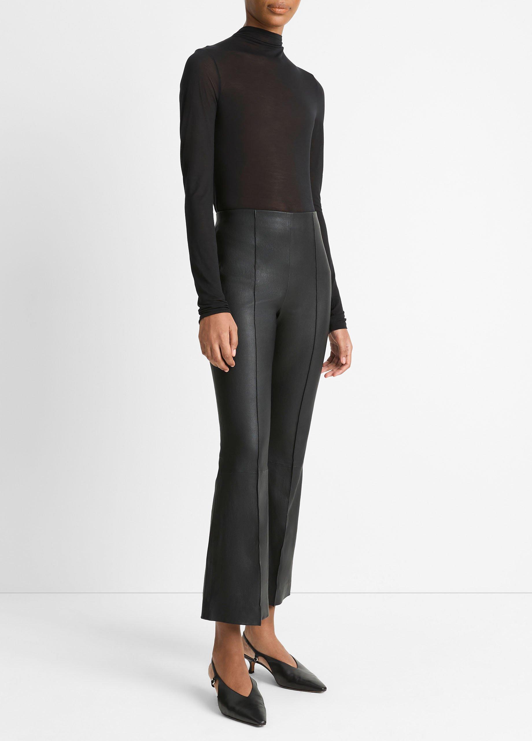 Stretch-Leather Crop Flare Pant image number 2