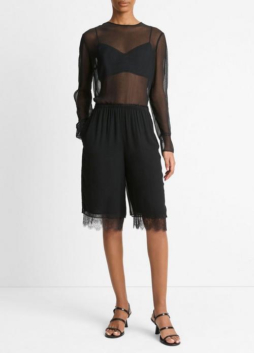 Lace-Trim Chiffon Short