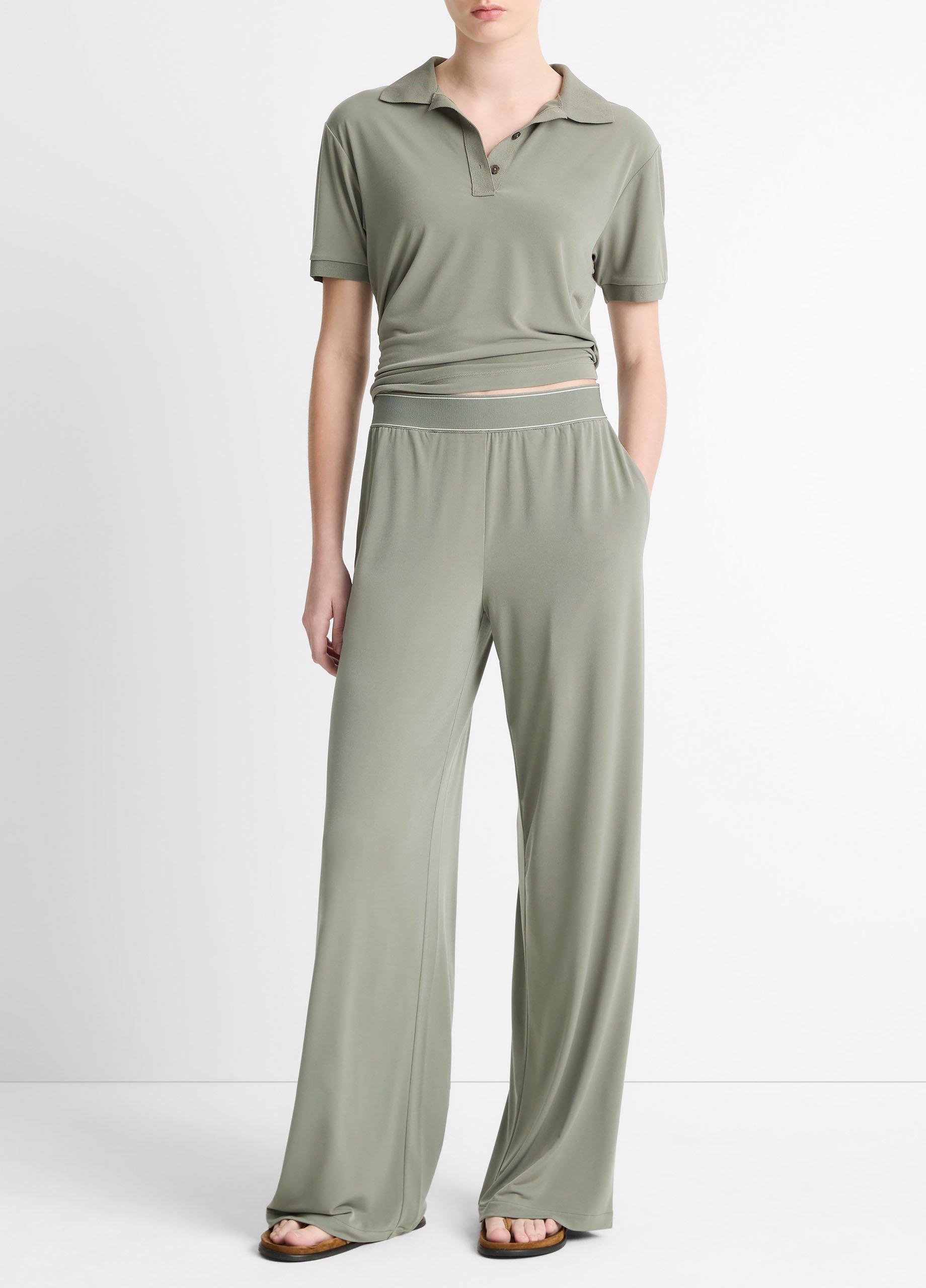 Women's Stretch-jersey Pull-On Pant, Smoky Moss, Size L Vince