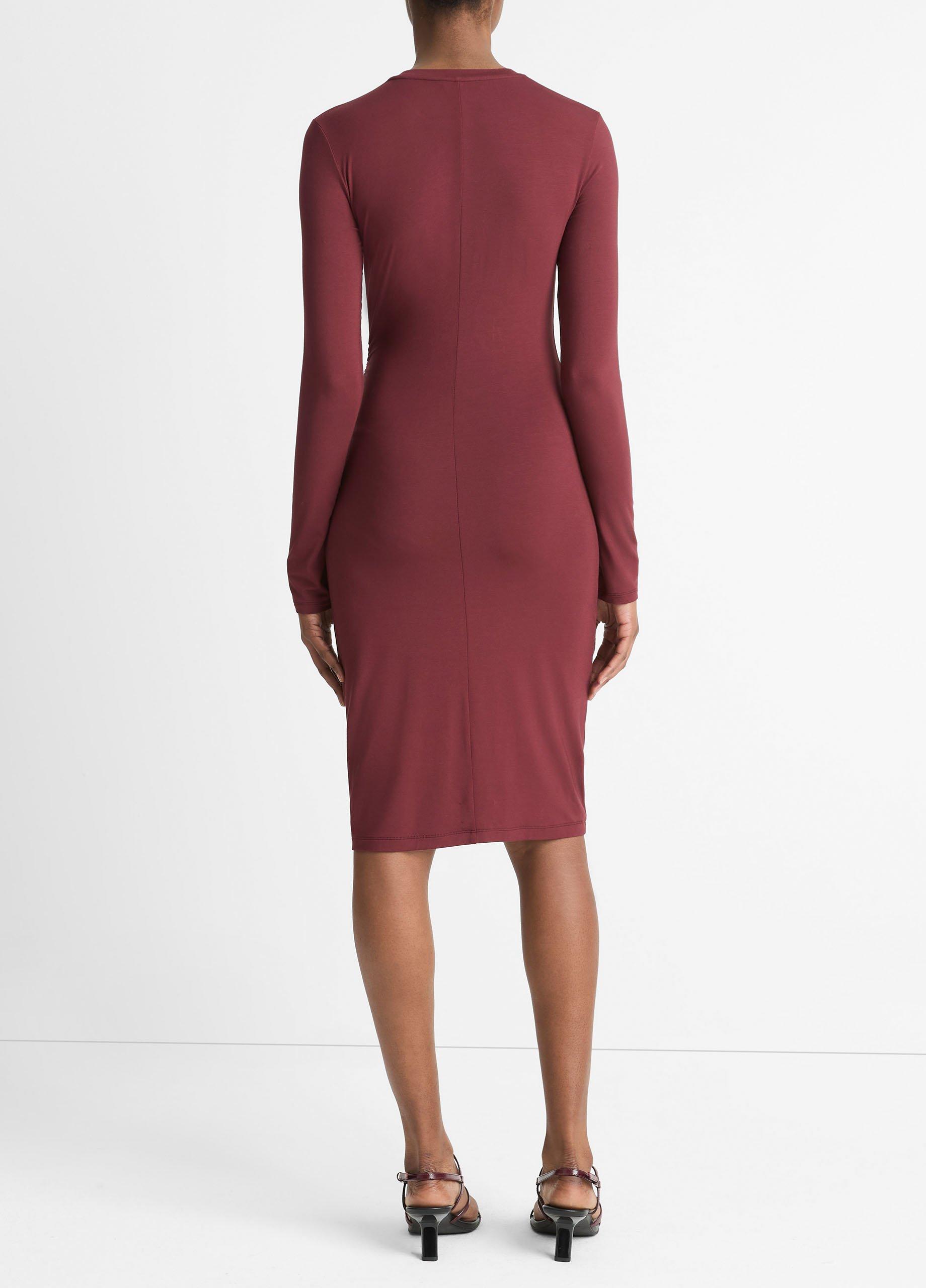 Draped Long-Sleeve Short Dress image number 3